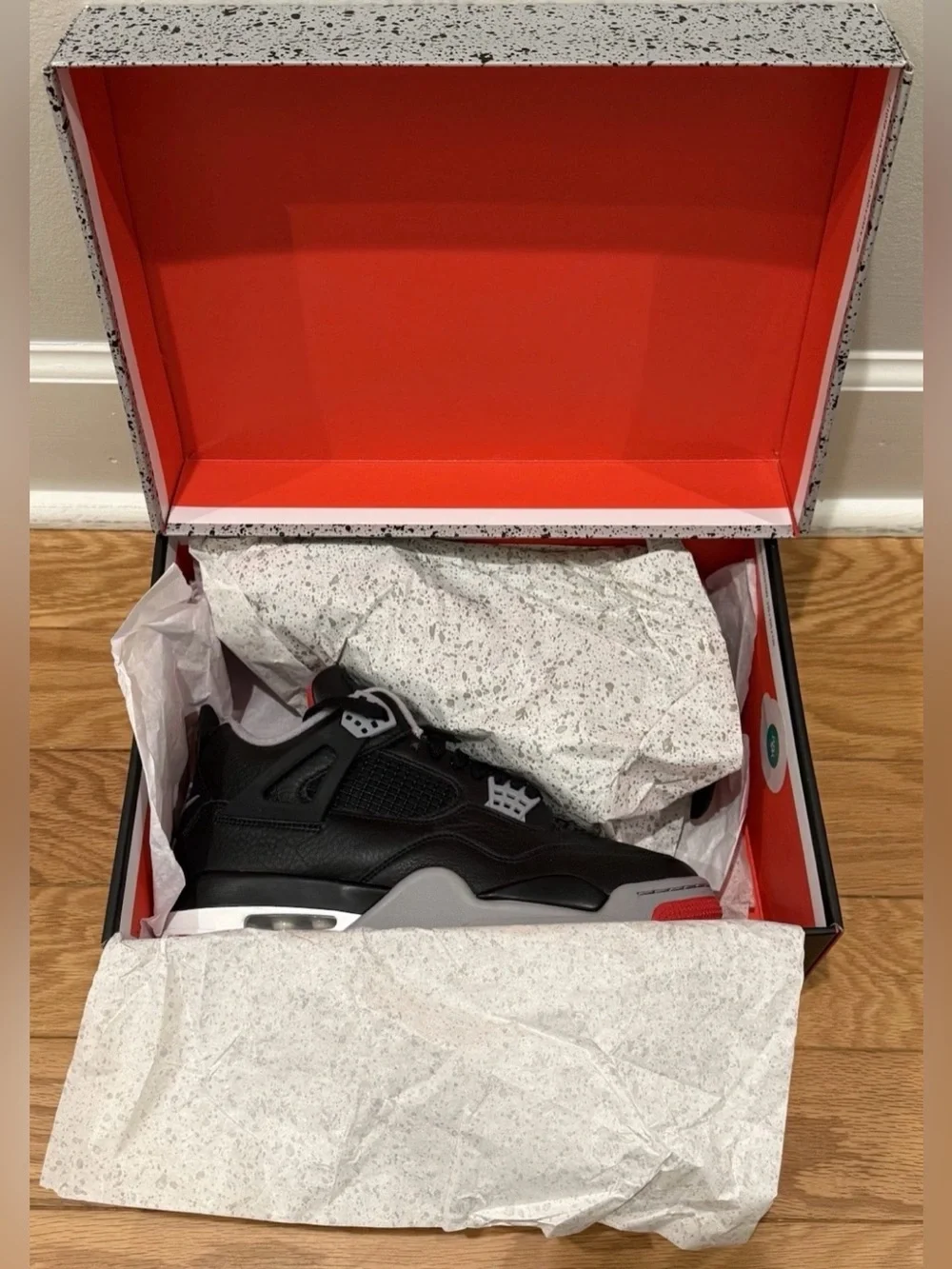 Nike Air Jordan 4 Retro Bred Reimagined Black/Fire Red/Grey Size 9